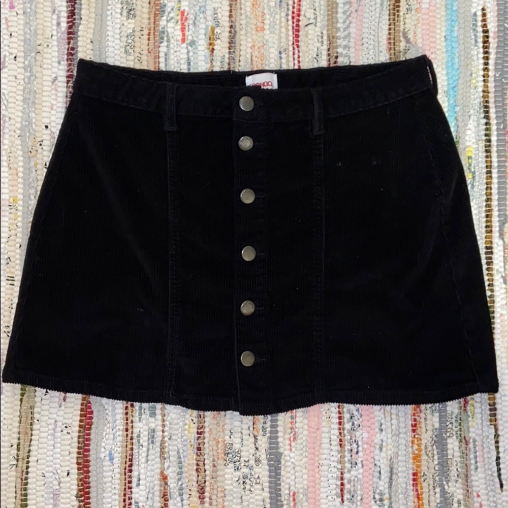 Black Corduroy Button Up Skirt Size 32 (32” waist)